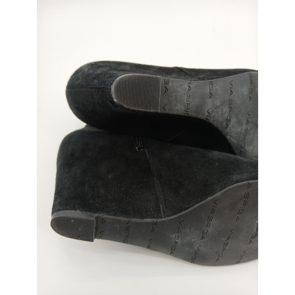 Via Spiga Black Suede Ankle Wedge Boots Size 7 Booties - Picture 16 of 16